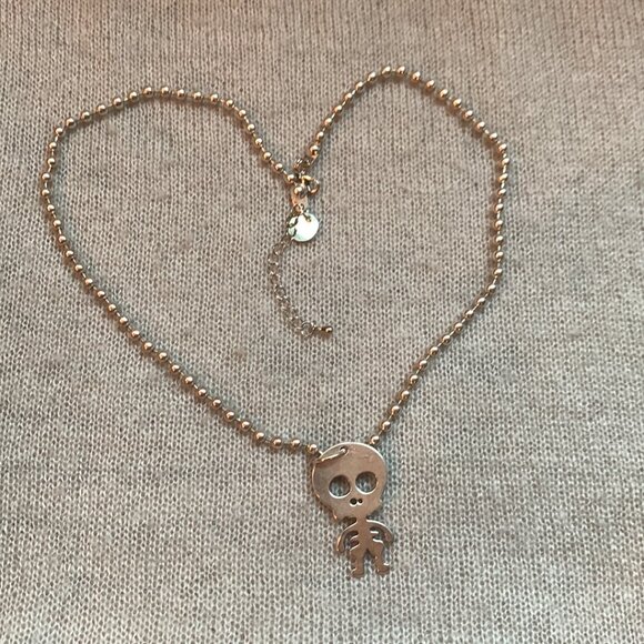 2x32$ ❄️👸👑 Trio Necklace Bracelet & Earrings - silver tone skull & bead chain - Picture 10 of 13
